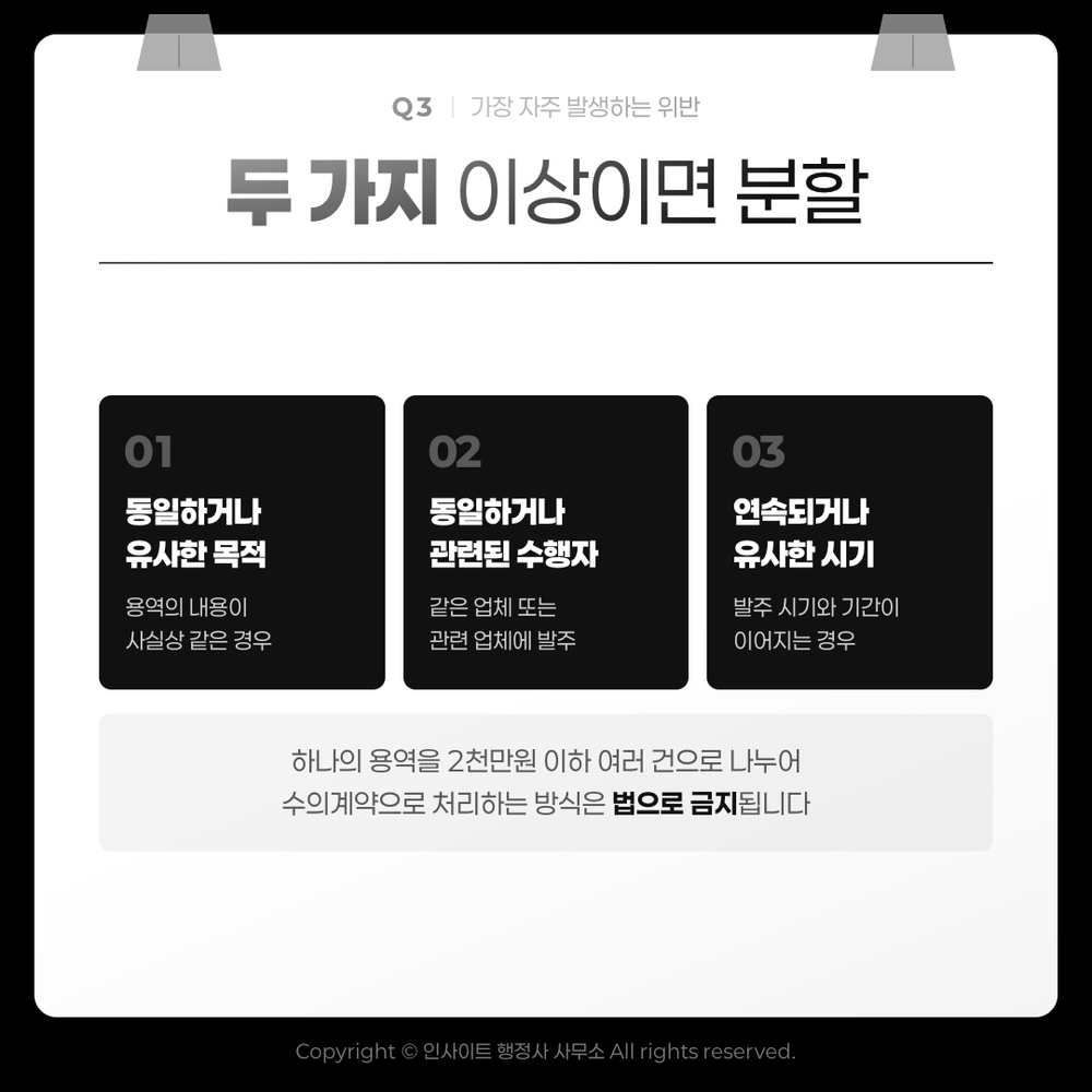 세 가지 중 두 가지 이상이면 분할계약 — 목적·수행자·시기