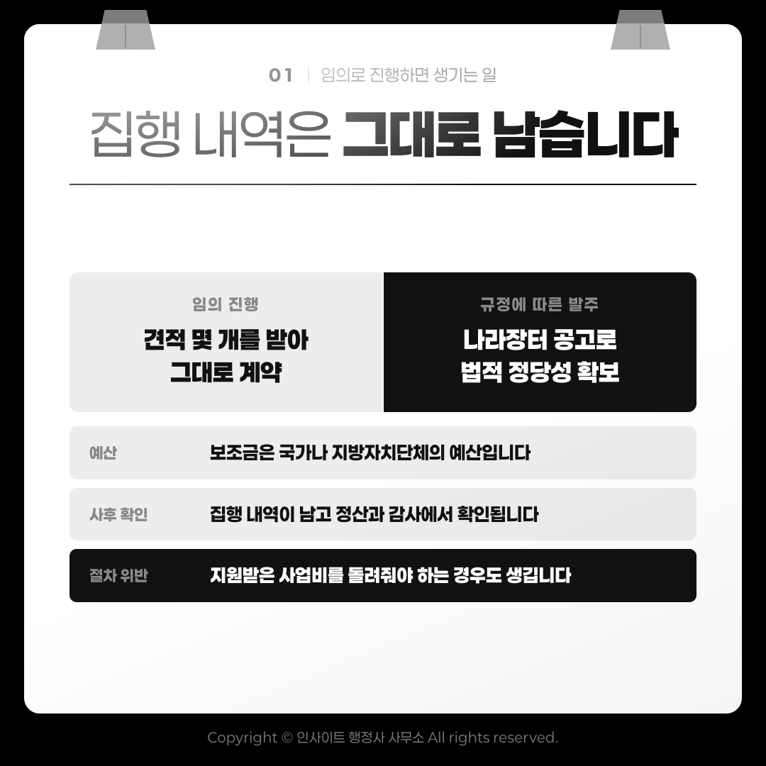 임의 진행 vs 규정에 따른 발주